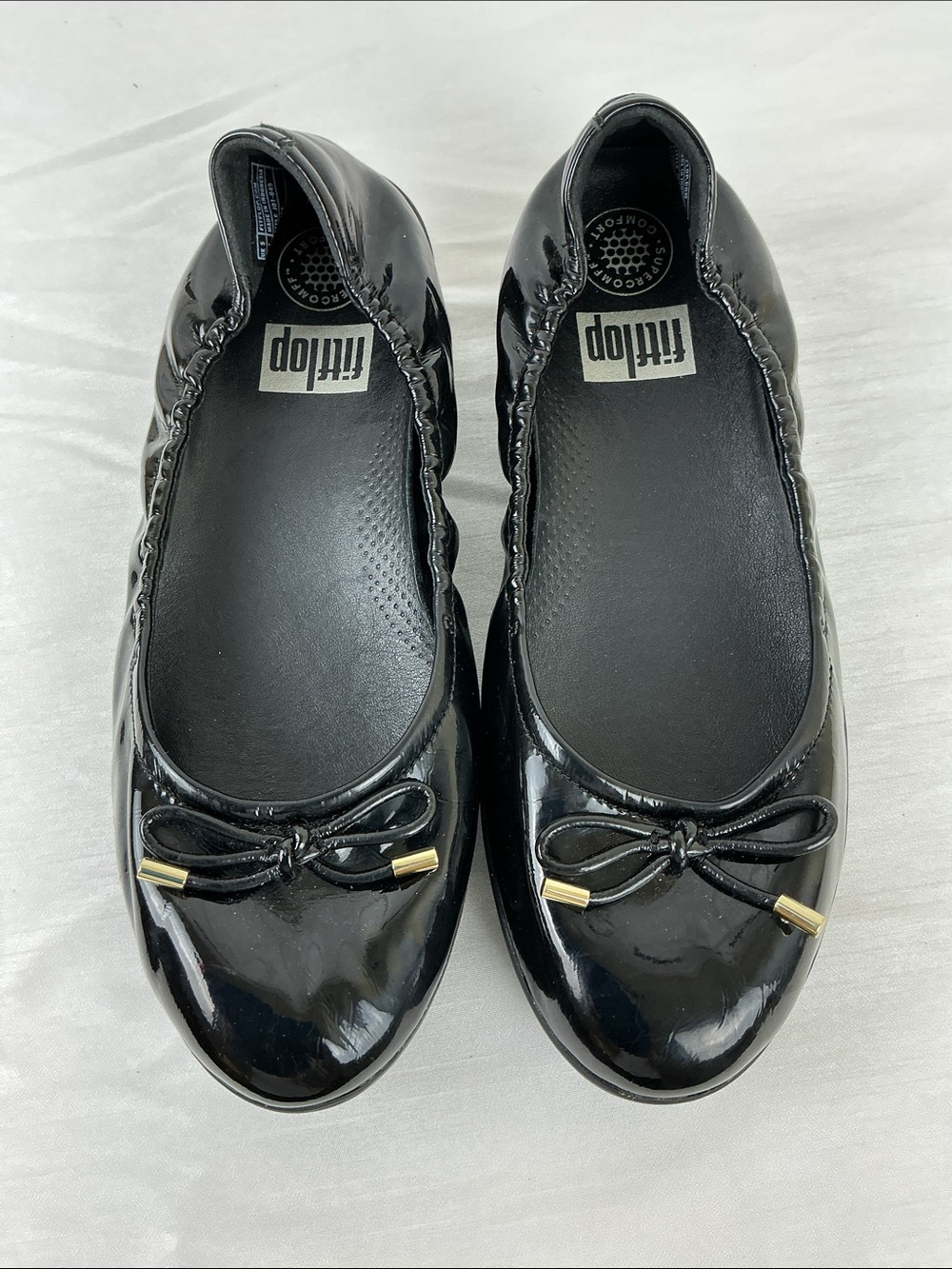 FitFlop Superbendy Ballerina Flat Black Patent size 7